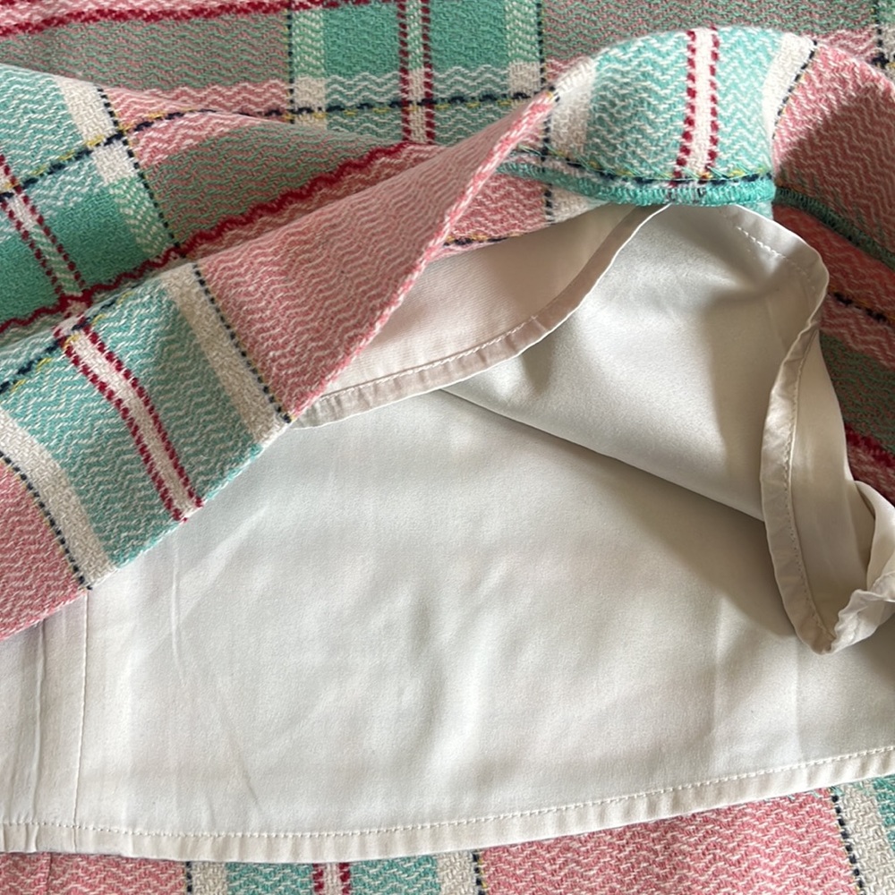 Boden Pink & Mint Plaid A-Line Skirt - Picture 5 of 6